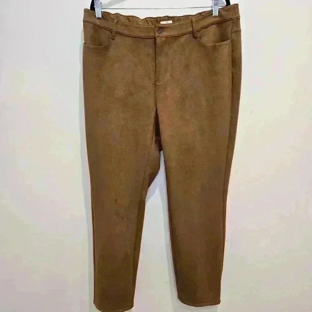 J. Jill Women's Faux Suede Chestnut Pants Plus Size 15
